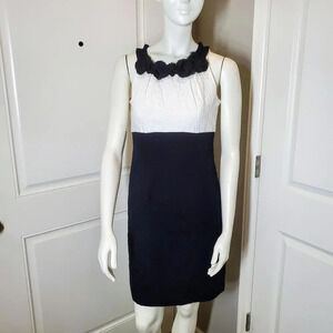 Taylor White & Black Flower Collar Sleeveless Sheath Dress Size 4 NWOT
